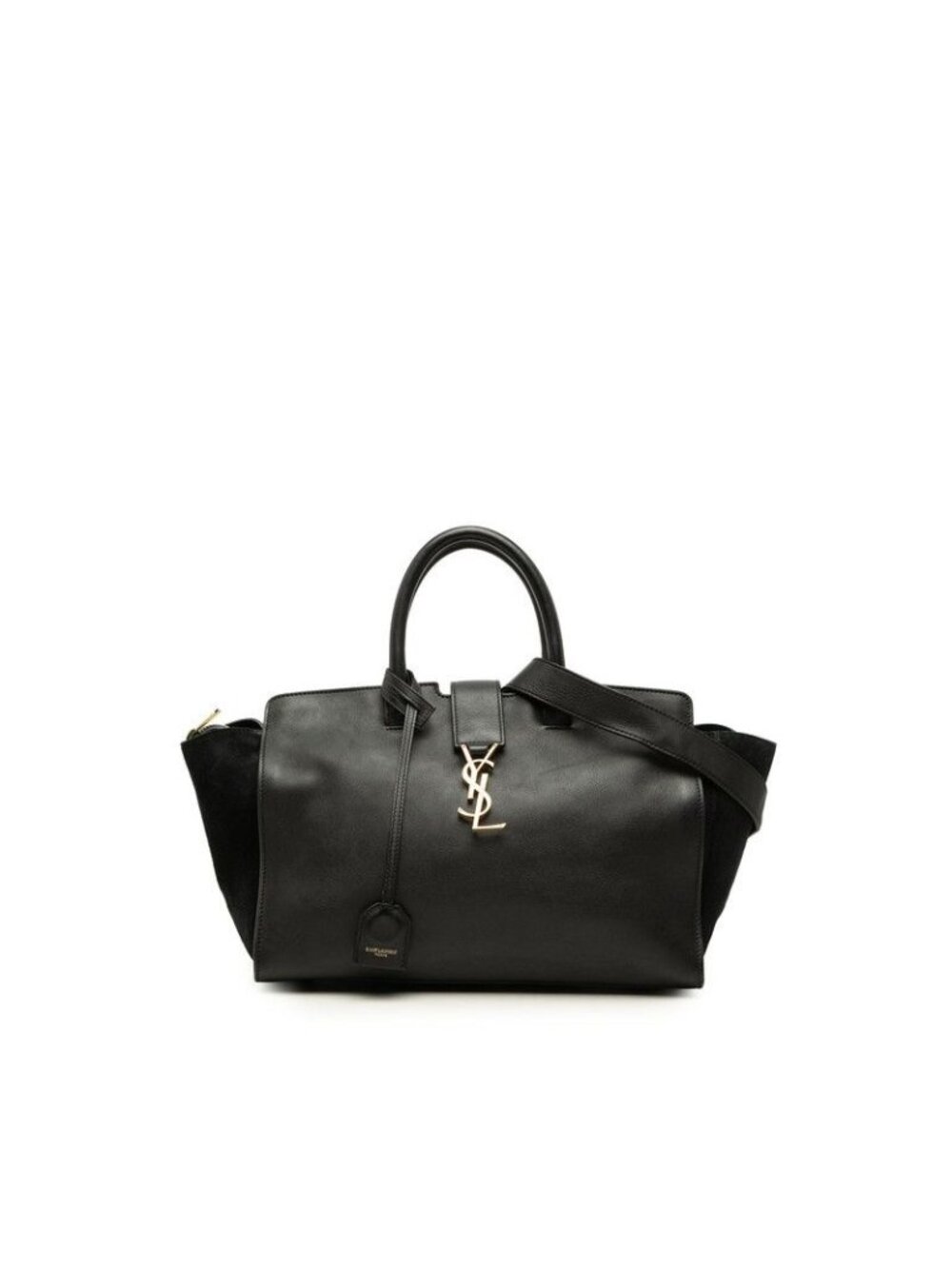 Saint Laurent Downtown Cabas 2-Way Shoulder Bag Black Leather Suede